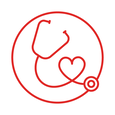 Disease prevention and treatment icon of a stethoscope
