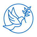 Peacebuilding and conflict prevention icon of a dove and olive leaf
